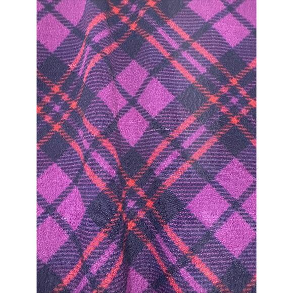 RAHL Victoria Plaid Top Women’s Size Large Purple Print Short Sleeve Blouse READ - Picture 9 of 12